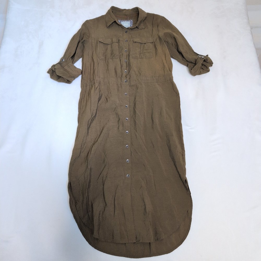 Maeve Green Button-Front Midi Shirt Dress 0P (Petite) - Picture 2 of 7